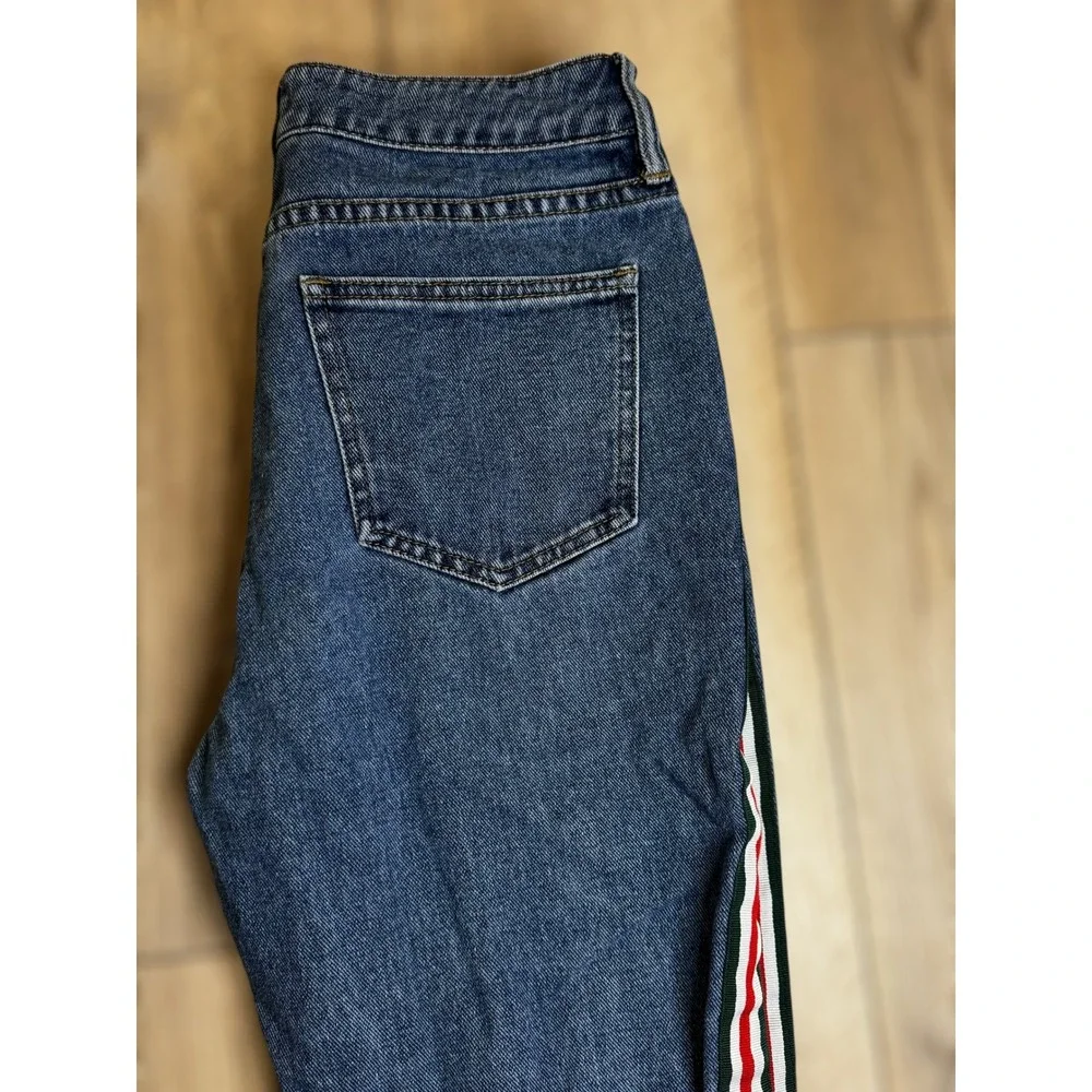 PacSun Mon Jean Blue Denim Side Stripe Straight Leg Womens Stylish Jeans Size 26 - Picture 7 of 8